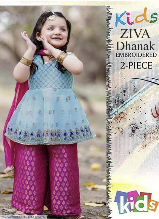 2 Pcs Girl's Dhanak Embroidered Unstitched Suit