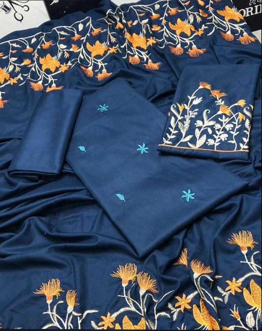 3 Pcs Women's Unstitched Embroidered Suit