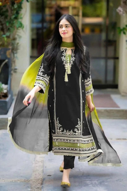 3 Pcs Women's Unstitched Embroidered Suit
