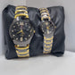 Couple's Black & Gold Chain Watches