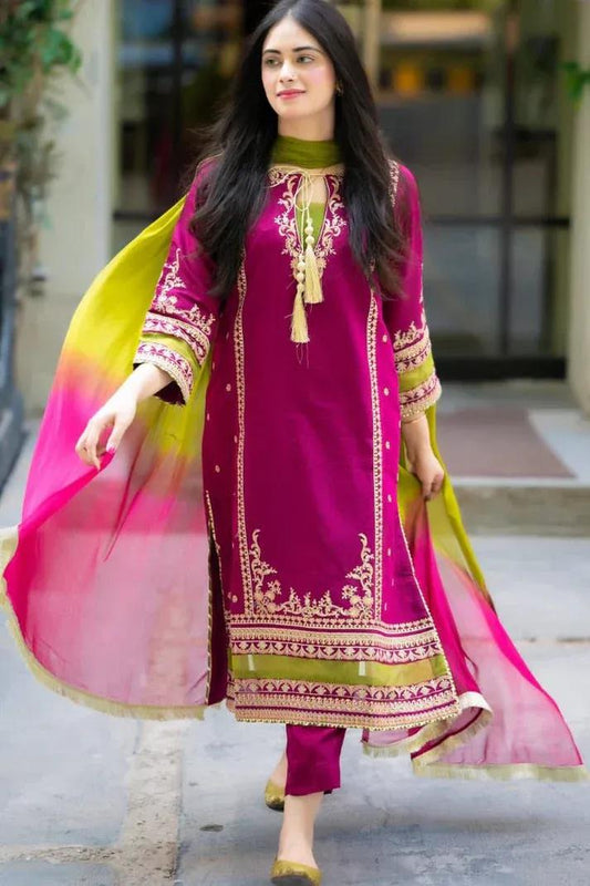 3 Pcs Women's Unstitched Embroidered Suit
