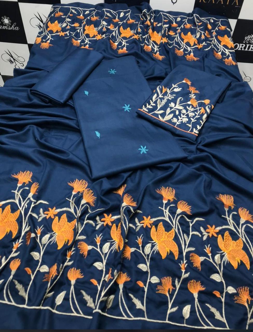 3 Pcs Women's Unstitched Embroidered Suit